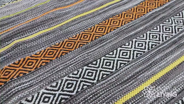 Grey Striped Cotton Chenille Rug for Bedroom and Living room Decoration, Indian Handmade Bohemian vintage Decor Rug, Colourful Rug