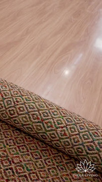 Multi Blend Diamond Flatweave Modern Bohemian Geometric Handwoven Wool rug, Custom made in all sizes