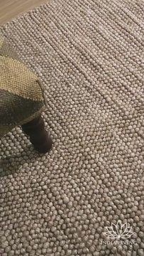 Handwoven Chunky Wool Rug: Natural Beige Modern Scandinavian Decor, customizable