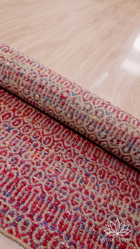 Handwoven Multi Blend Red Geometric Flatweave Modern Boho Wool rug, Custom made in any size