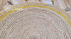 Orange Braided Natural Jute Mat with tassels - Sustainable Round Rug for Living Room, Bedroom and Entryway - Handcrafted Rustic