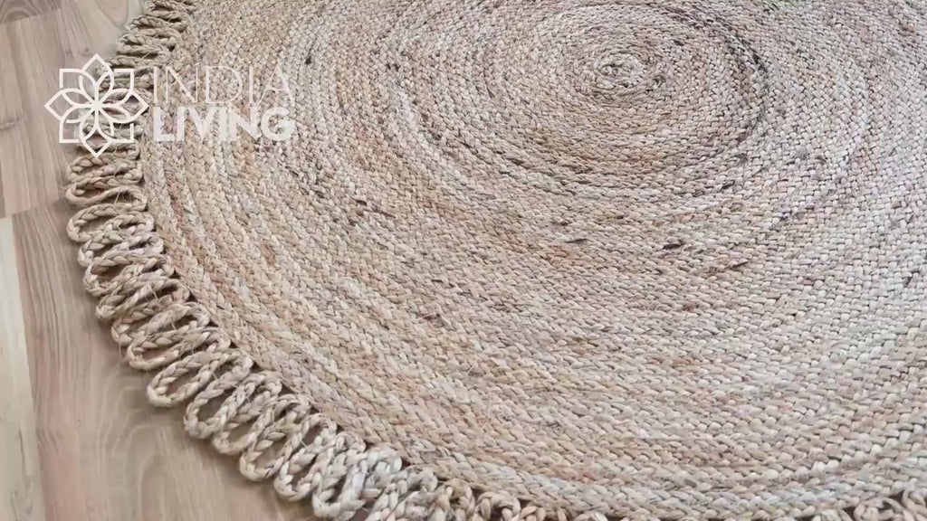 Natural Hula Loop Jute Mat - Sustainable Home Decor for Living Room, Bedroom or Entryway - Rustic Look and Feel