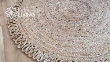 Natural Hula Loop Jute Mat - Sustainable Home Decor for Living Room, Bedroom or Entryway - Rustic Look and Feel