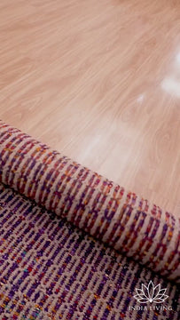 Purple Handwoven Multi Blend Geometric Flatweave Modern Boho Wool rug, Custom made in any size