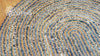 Natural Blue Denim Chindi Jute Oval Rug, Handmade sustainable decor, Custom made in all sizes