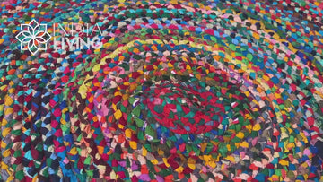 Chindi Braided Round Rag Rug, Rainbow rug, Colourful Boho Mat, Custom made,