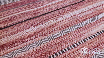 Pink Multi Striped Kilim Area Rug For Living Room,Bedroom,Handmade,Moroccan,Indian Cotton Dhurrie, Antique Bohemian Decor Carpet,Aesthetic