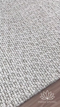 Natural Ivory Chunky Basket weave Style Fringed boho wool rug, Handwoven Modern decor New Zealand wool carpet , Custom made in all sizes