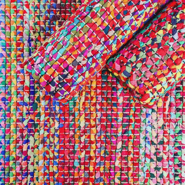 Rainbow Multi Chindi Colourful Rag Rug, Eco Friendly Recycled Cotton, Sustainable Living Room & Bedroom Decor