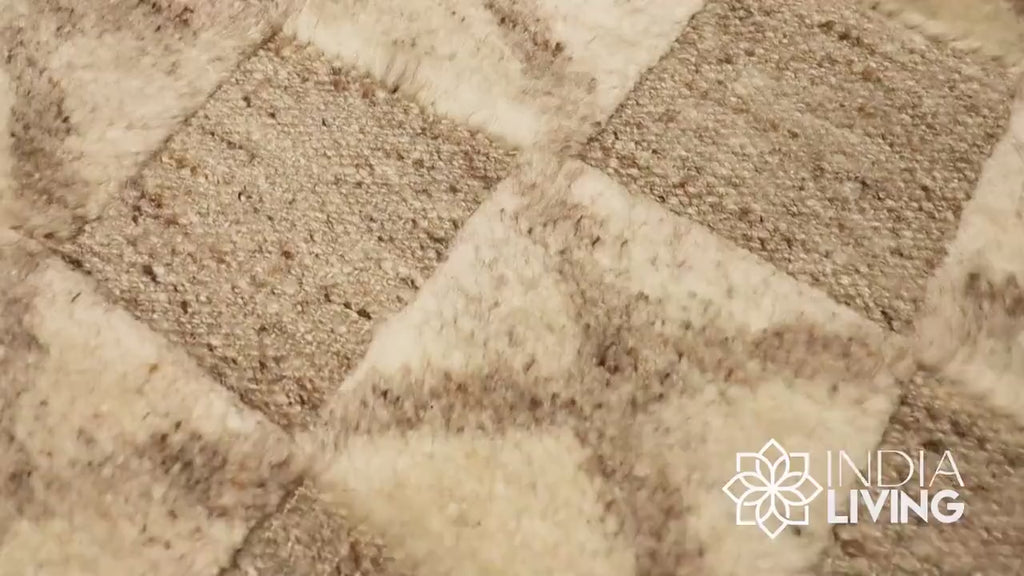 Abstract Scandinavian Style Hand spun Taupe wool rug - Hand knotted Modern Geometric decor Luxury wool rug - Customization available