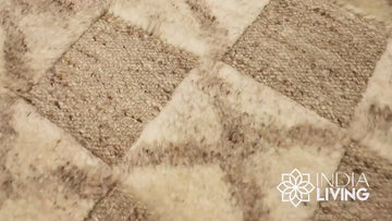 Abstract Scandinavian Style Hand spun Taupe wool rug - Hand knotted Modern Geometric decor Luxury wool rug - Customization available