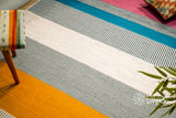 Multicolour Striped Wool Rug, Handwoven