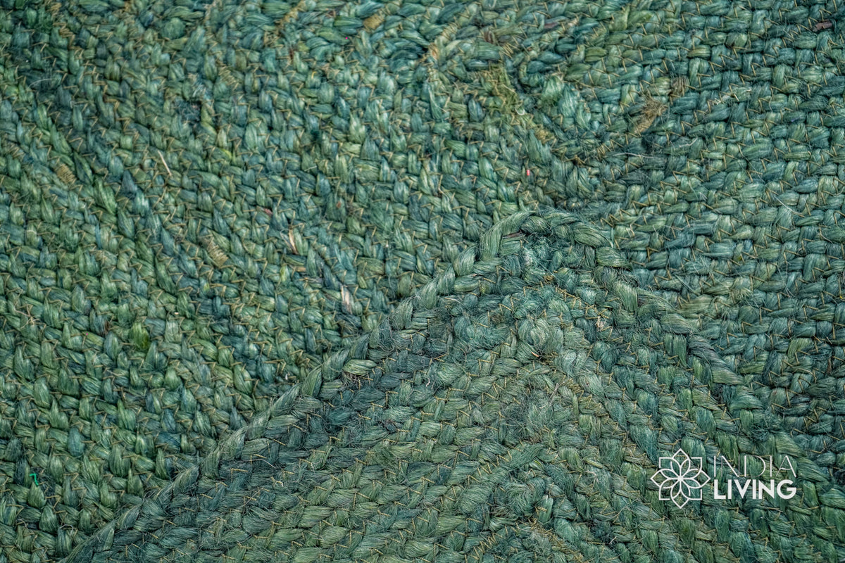 Braided jute rug shown at full size on flooring