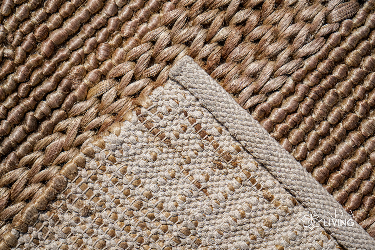 Detail of jute rug edge finishing