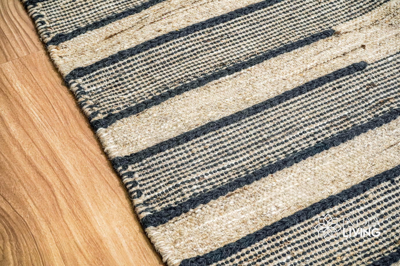 Beige wool flatweave kilim rug, flat lay view